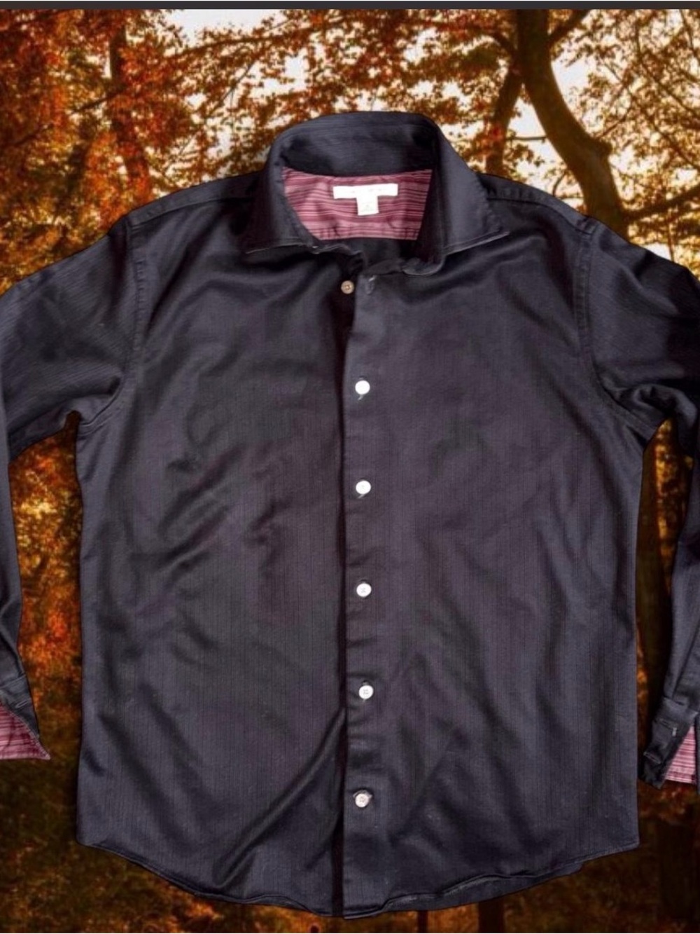 Vintage Y2K Banana Republic Black textured Button Down Shirt Mens M